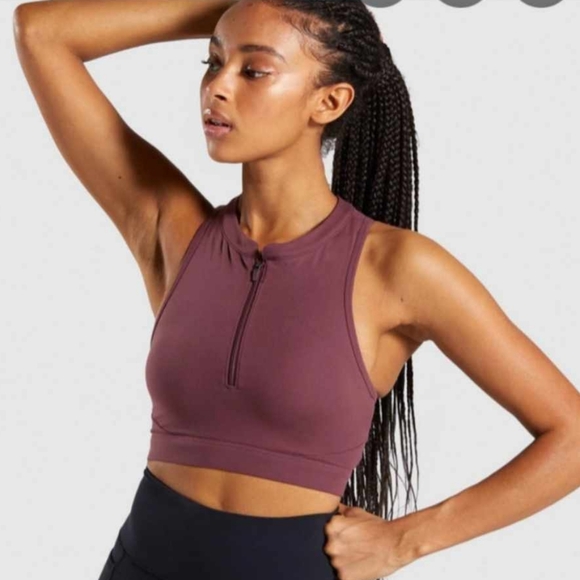 Gymshark Zip Up Crop Speed Bra - Picture 1 of 11